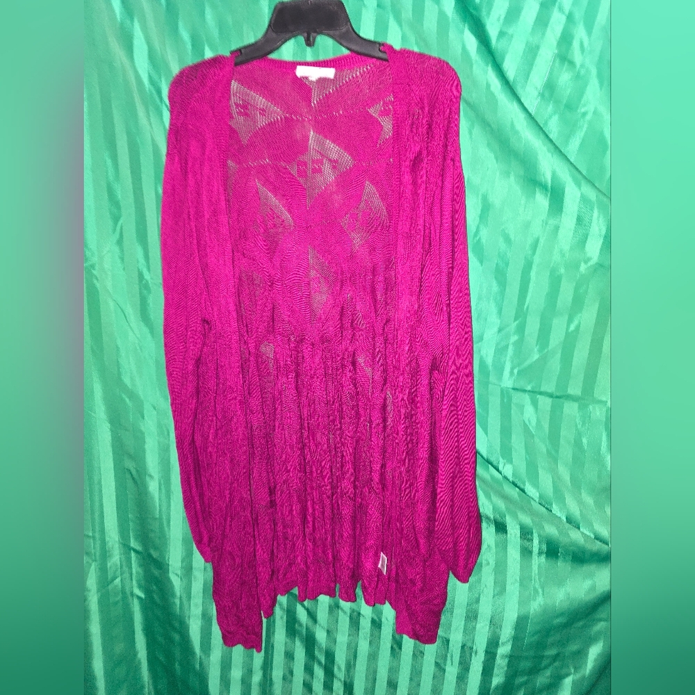 Skies are Blue Women's Shrug Cardigan Open Front 3X Pink-Purple Pre-owned